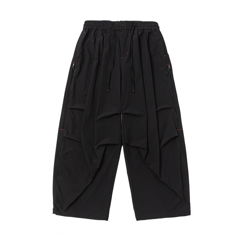 Unisex Weitgeschnittene technische Cargo-Hose mit Gummibund, Kordelzug und Reißverschlusstaschen Nord Taschen