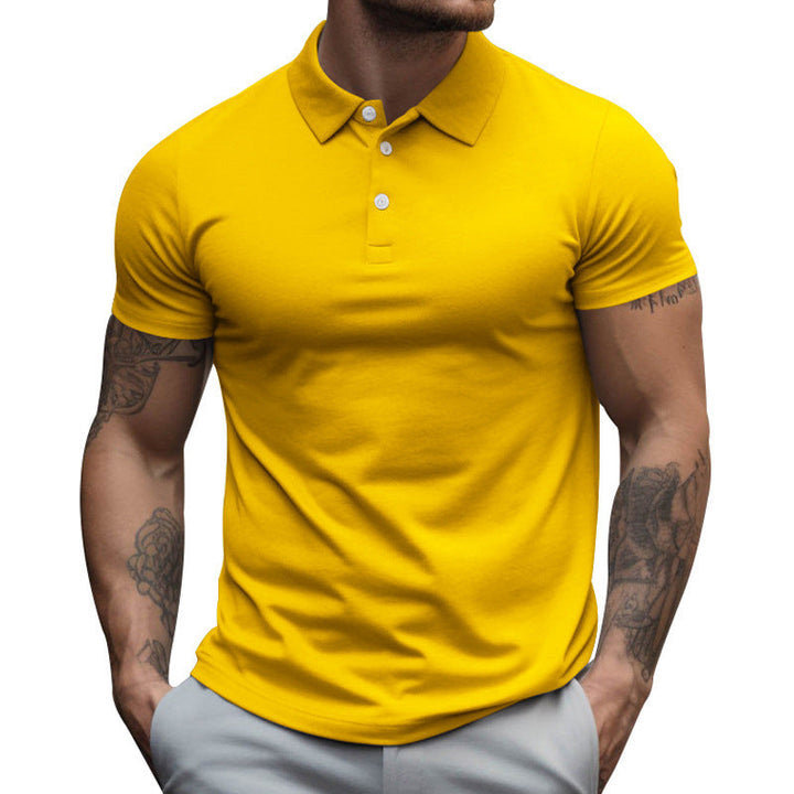 Herren nan tailliertes elastisches Piqué-Poloshirt mit klassischem Kragen