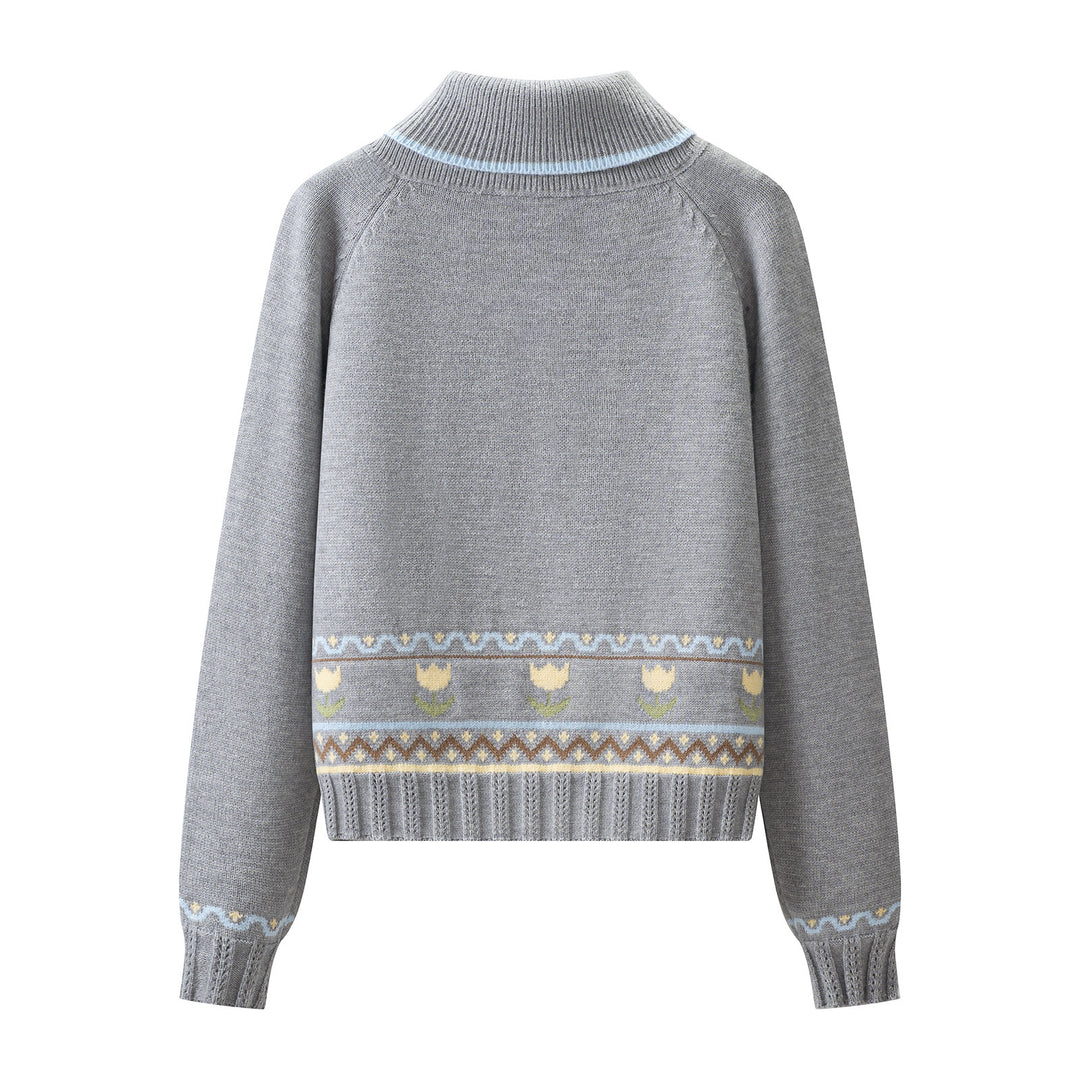 Damen Strick-Set aus Feinstrick mit Schalkragenpullover und hohem Taillen-Midirock Nord Taschen