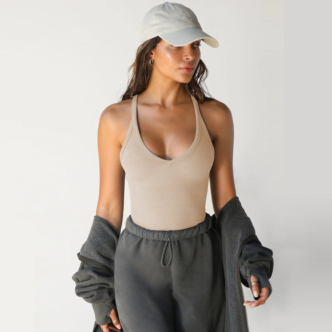 Damen Sportliches Tanktop mit V-Ausschnitt und figurbetonter Passform