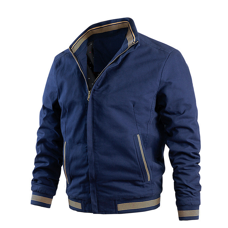 Herren Leichter Canvas-Bomber mit gestreiften Rippbündchen und Stehkragen Nord Taschen