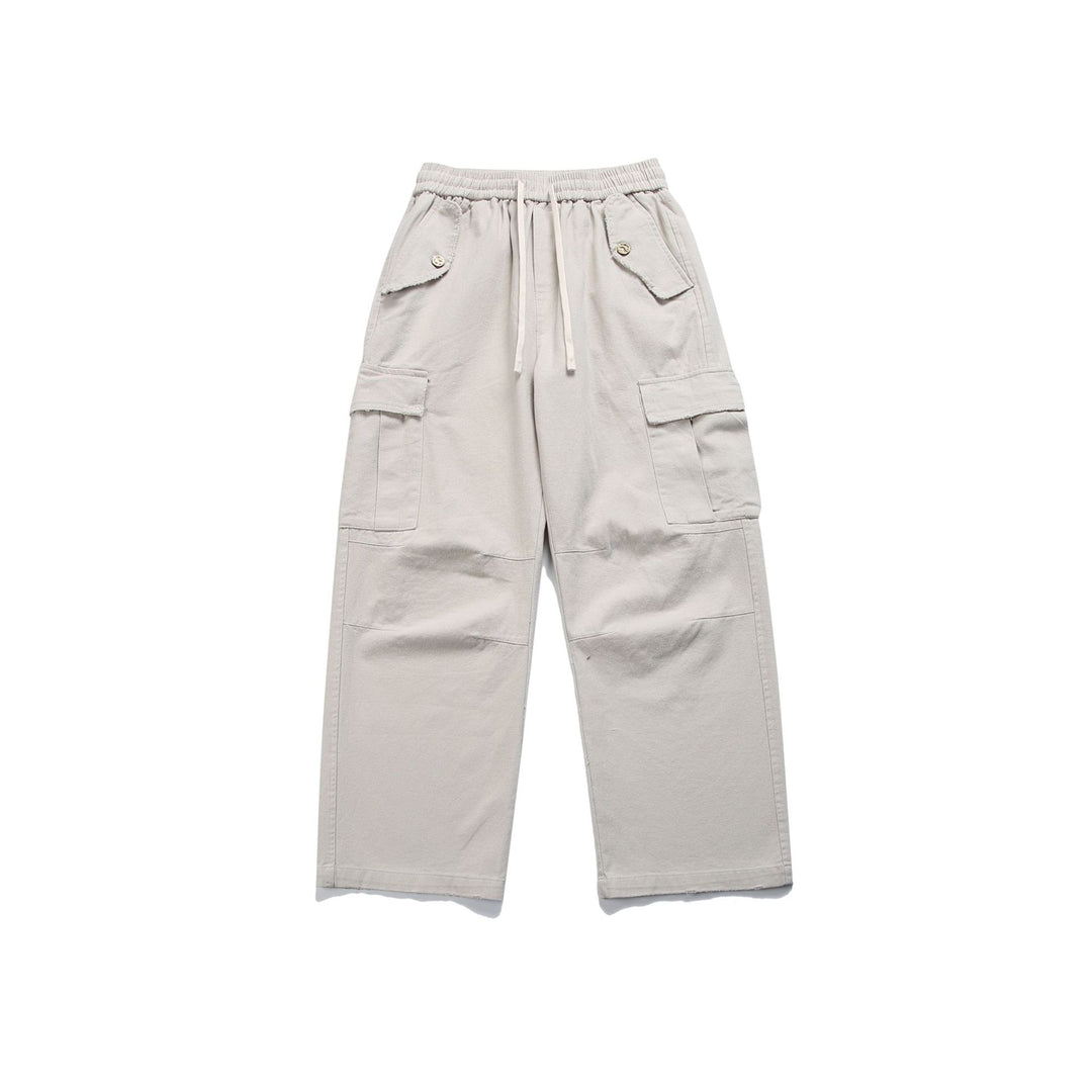 Damen High‑Waist Cargo‑Hose mit weitem Bein, elastischem Bund und Pattentaschen Nord Taschen