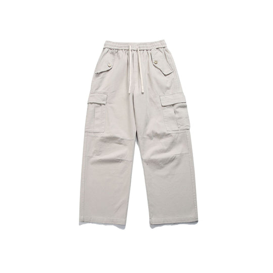 Damen High‑Waist Cargo‑Hose mit weitem Bein, elastischem Bund und Pattentaschen Nord Taschen