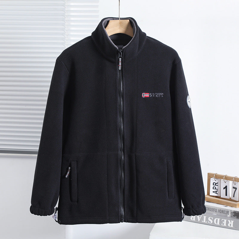 Herren Fleece-Outdoorjacke mit Stehkragen durchgehendem Reißverschluss und elastischen Bündchen Nord Taschen