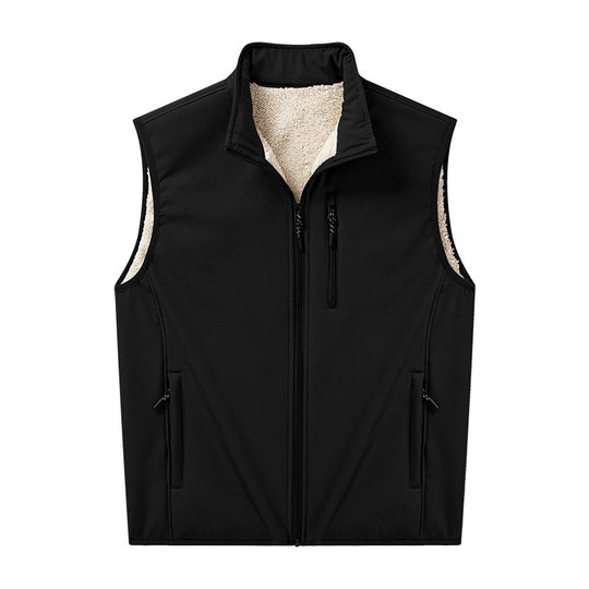 Herren Sherpa-gefütterte Softshell-Weste mit Stehkragen und Reißverschlusstaschen Nord Taschen