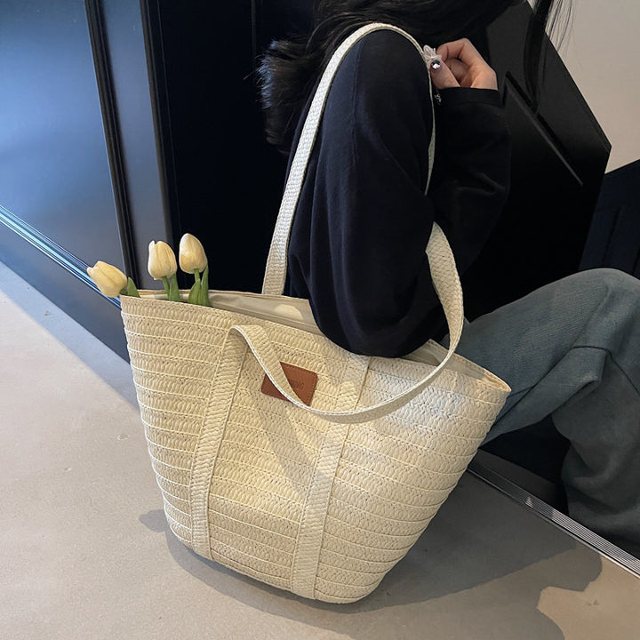 Damen Strandtasche aus gewebtem Naturmaterial mit großzügigem Stauraum Nord Taschen
