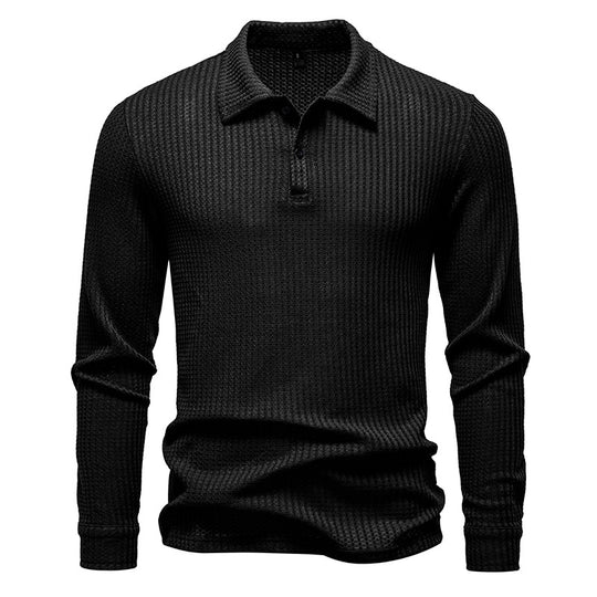 Herren Waffelstrick-Poloshirt mit Halbknopfleiste und Hemdkragen Nord Taschen
