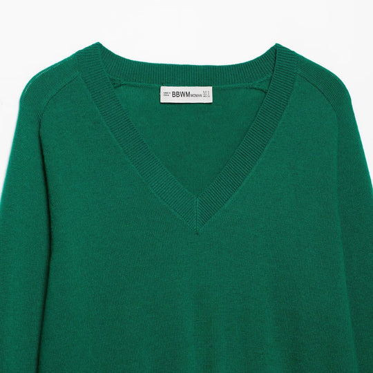 Damen Leichter V‑Ausschnitt Feinstrickpullover mit geripptem Saum Nord Taschen