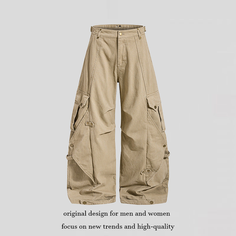 Damen weite Cargo‑Culotte‑Hose mit verstellbaren Riemen, großen Klappentaschen und Ballon‑Silhouette Nord Taschen