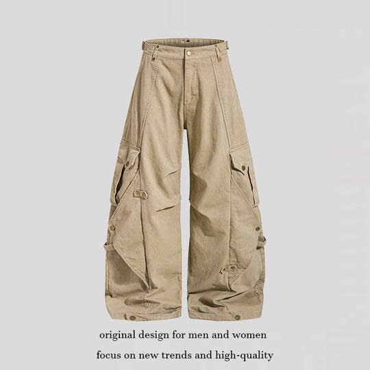 Damen weite Cargo‑Culotte‑Hose mit verstellbaren Riemen, großen Klappentaschen und Ballon‑Silhouette Nord Taschen
