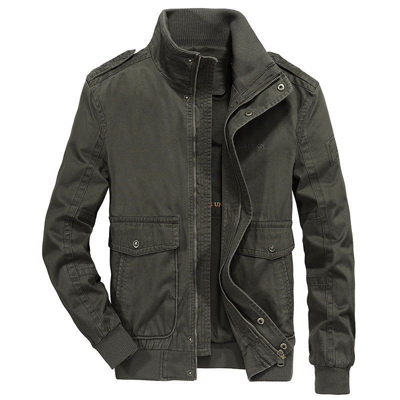 Herren Utility-Canvasblouson mit hohem Stehkragen, Schulterpatten und doppelter Frontöffnung Nord Taschen