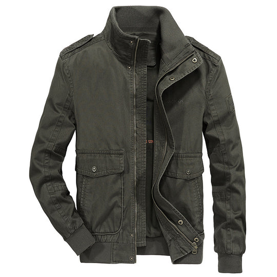Herren Utility-Canvasblouson mit hohem Stehkragen, Schulterpatten und doppelter Frontöffnung Nord Taschen
