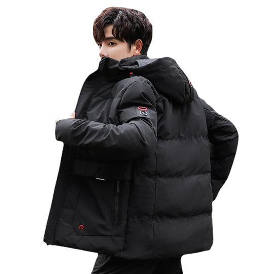 Herren wattierter Parka mit Kapuze, hohem Stehkragen und Utility‑Taschen Nord Taschen