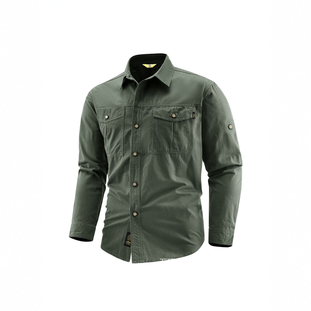 Herren Canvas-Overshirt im Field‑Style mit Brustklappen und durchgehender Knopfleiste Nord Taschen