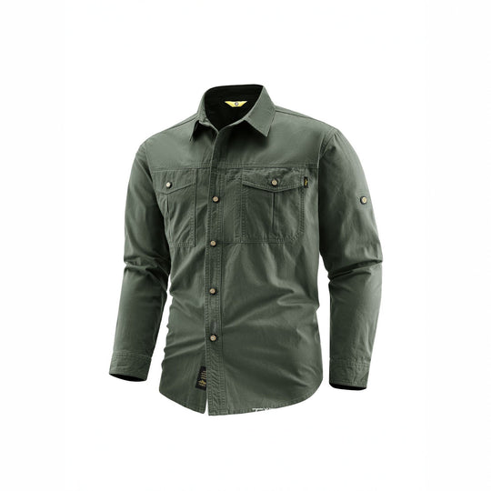 Herren Canvas-Overshirt im Field‑Style mit Brustklappen und durchgehender Knopfleiste Nord Taschen