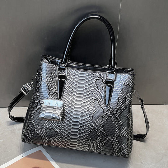 Damen elegante Handtasche aus reptilprägiertem Kunstleder mit abnehmbarem Schulterriemen Nord Taschen