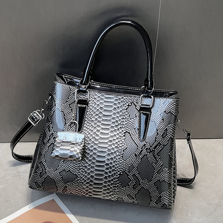 Damen elegante Handtasche aus reptilprägiertem Kunstleder mit abnehmbarem Schulterriemen Nord Taschen