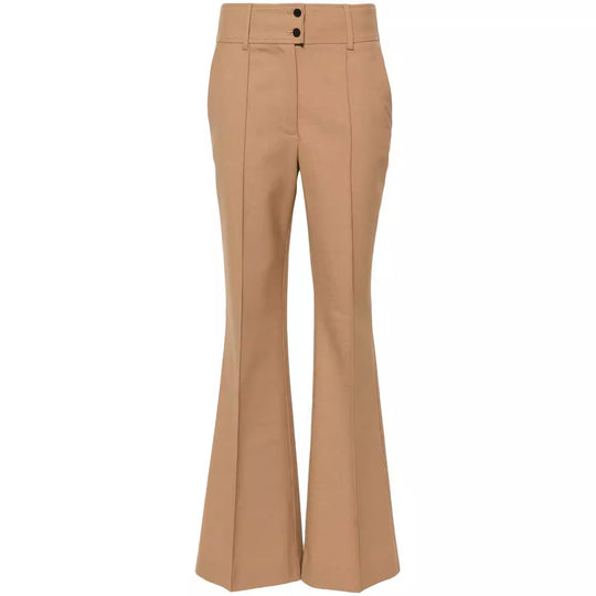 Damen Hochtaillierte ausgestellte Wollmix‑Tailoring‑Hose mit Bügelfalte Nord Taschen