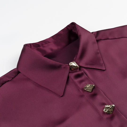 Damen Seidenoptik-Bluse mit Schmuckknöpfen und Hemdkragen Nord Taschen