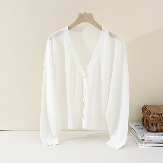 Damen Leichter Oversize-Cardigan aus Feinstrick mit tiefem V-Ausschnitt und Zierknopfleiste Nord Taschen