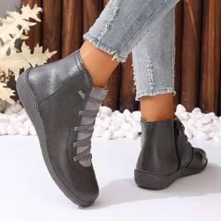 Damen Knöchelhohe Lederoptik-Sneaker mit seitlichem Reißverschluss und gepolstertem Komfortfußbett Nord Taschen
