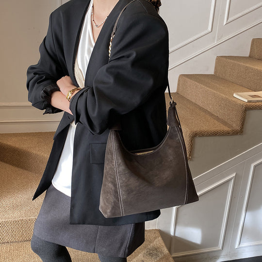 Damen schicke Hobo-Tasche aus weichem Wildleder mit dekorativen Nähten Nord Taschen