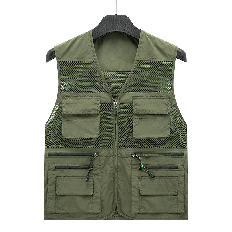 Herren Leichte Mesh-Utility-Weste mit vielen Reißverschluss- und Klapptaschen für Outdoor und Fotografie Nord Taschen