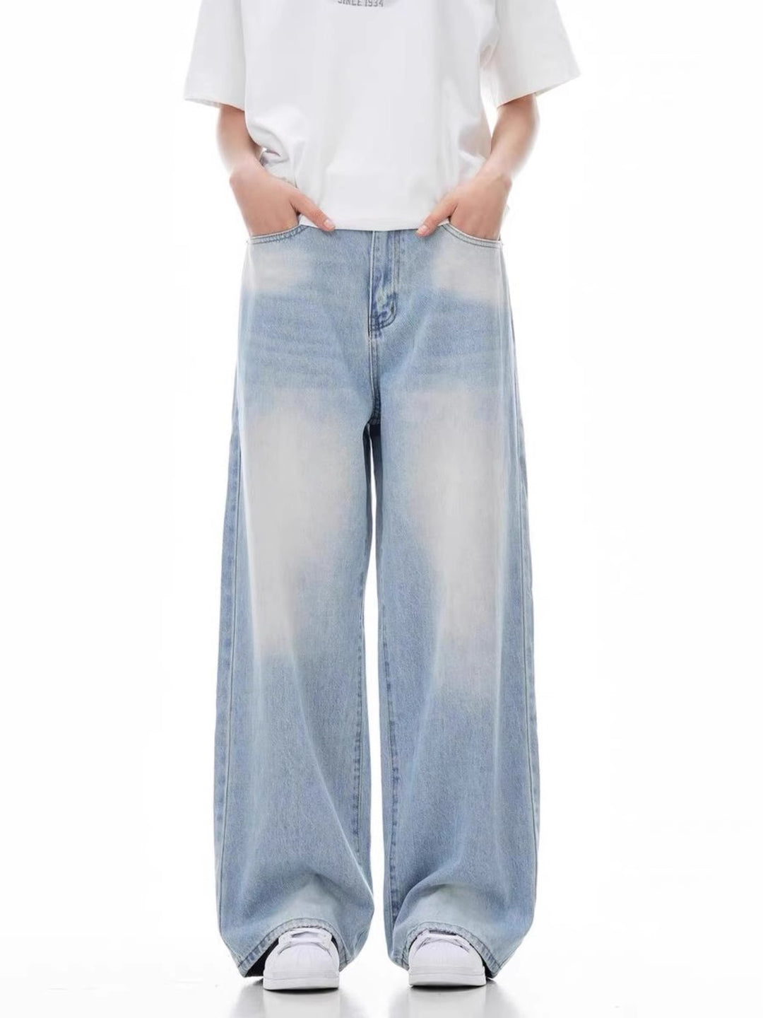 Damen Weit geschnittene Casual Jeans Nord Taschen