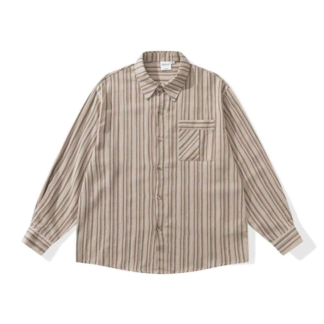 Herren Lockeres Overshirt-Hemd mit gestreifter Webstruktur, Brusttasche und legerem Schnitt Nord Taschen