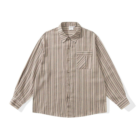 Herren Lockeres Overshirt-Hemd mit gestreifter Webstruktur, Brusttasche und legerem Schnitt Nord Taschen