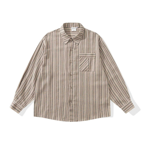 Herren Lockeres Overshirt-Hemd mit gestreifter Webstruktur, Brusttasche und legerem Schnitt Nord Taschen