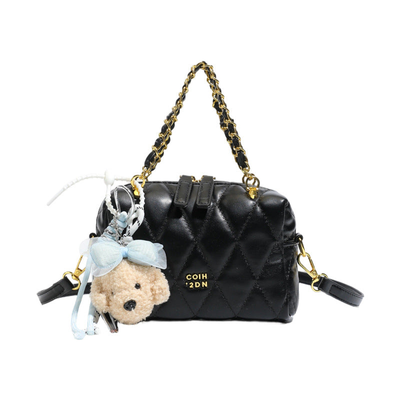 Damen modische Mini-Handtasche mit verspieltem Tieranhänger Nord Taschen