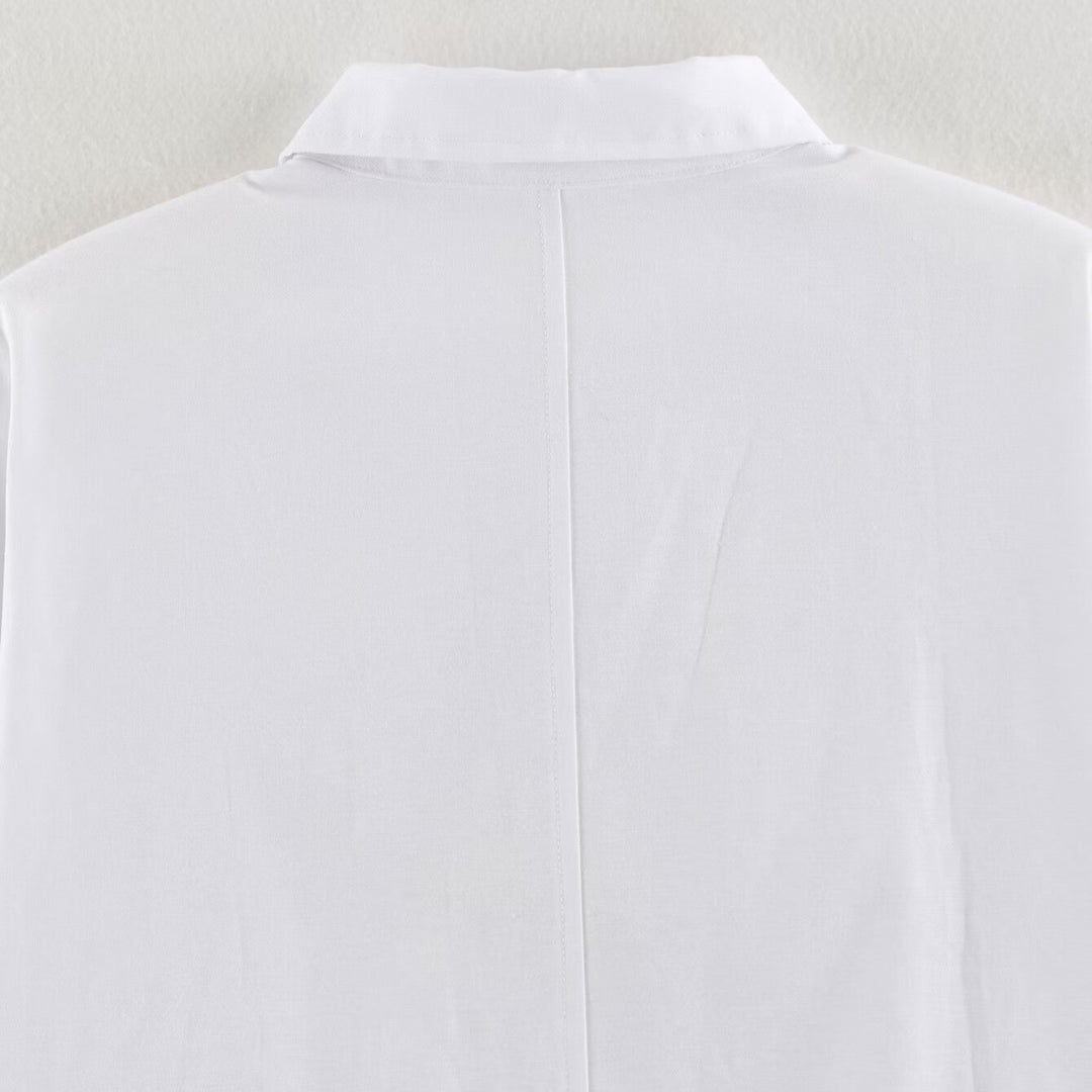 Damen Langärmlige Hemdbluse mit dekorativer Froschverzierung und verdeckter Knopfleiste Nord Taschen