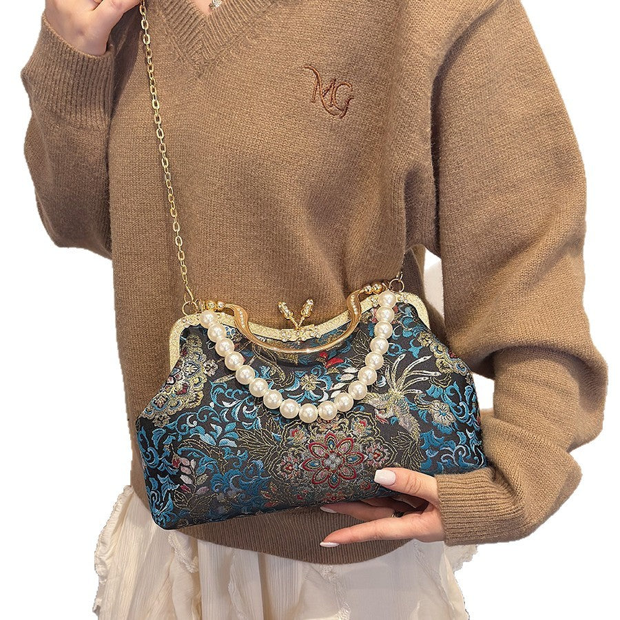 Damen elegante Handtasche mit perlverziertem Design Nord Taschen