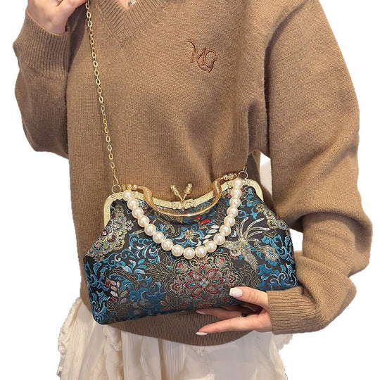 Damen elegante Handtasche mit perlverziertem Design Nord Taschen