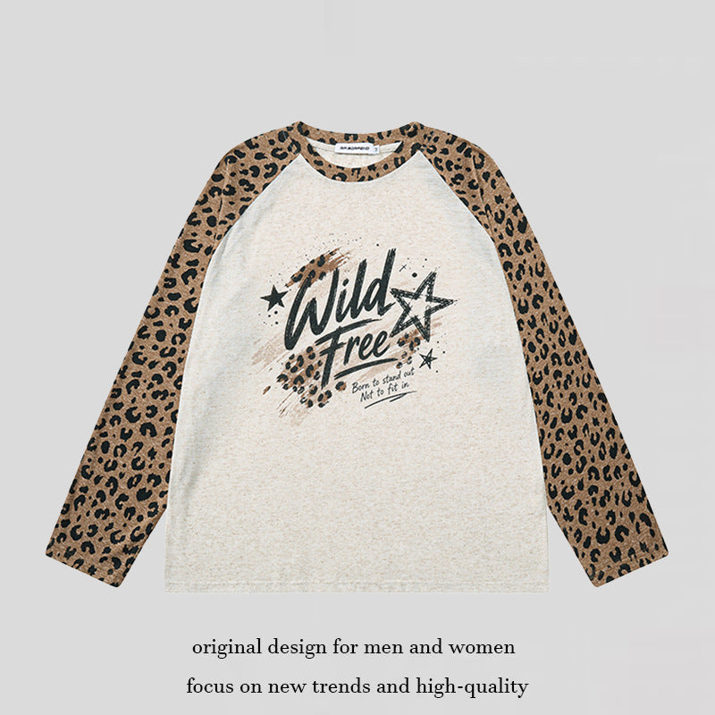 Damen Baumwoll-Langarmshirt im Raglanstil mit Leo-Ärmeln und Statement-Frontprint Nord Taschen