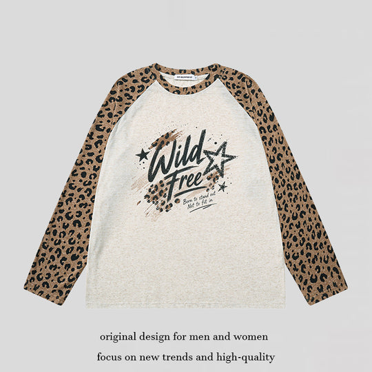 Damen Baumwoll-Langarmshirt im Raglanstil mit Leo-Ärmeln und Statement-Frontprint Nord Taschen