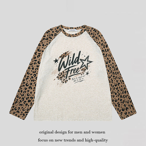 Damen Baumwoll-Langarmshirt im Raglanstil mit Leo-Ärmeln und Statement-Frontprint Nord Taschen