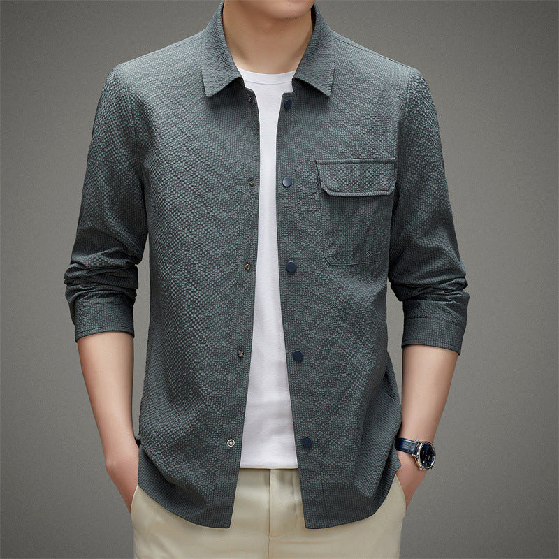 Herren Legeres strukturiertes Overshirt mit Brusttasche und Knopfleiste Nord Taschen