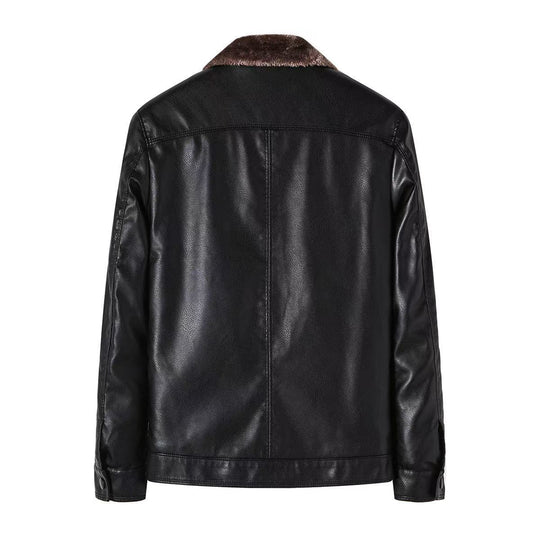 Herren Lässige Kunstlederjacke mit Fleecefutter Nord Taschen