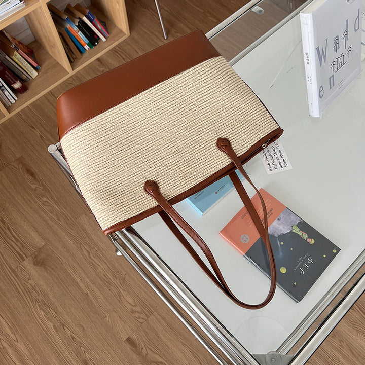 Damen Freizeit Shopper-Tasche mit geflochtenem Design und eleganten Kunstlederakzenten Nord Taschen