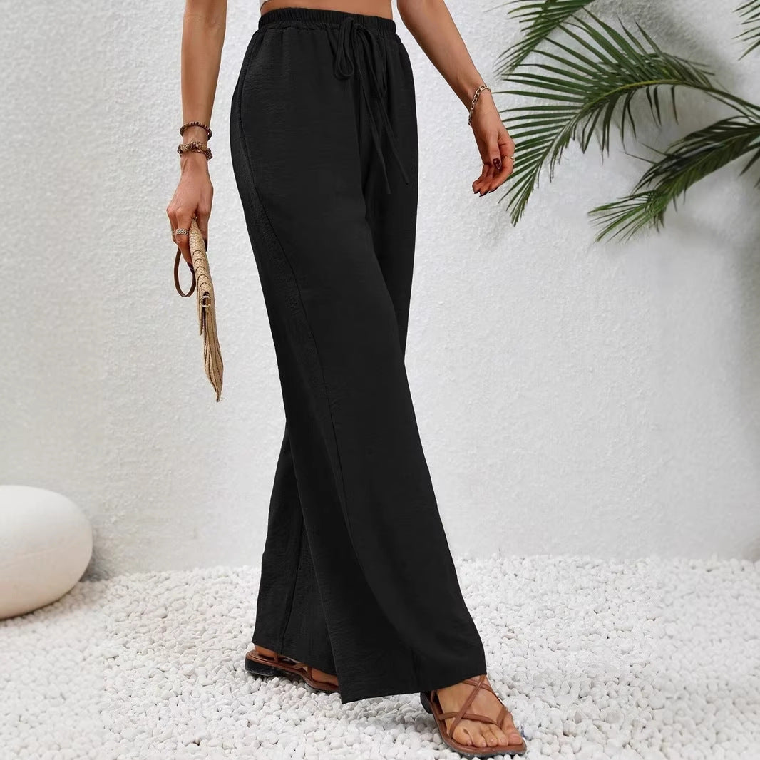 Damen Leichte Palazzo-Hose mit Gummibund, Tunnelzug und Seitentaschen Nord Taschen