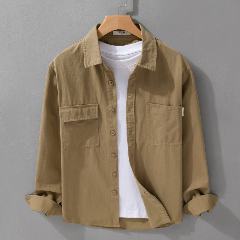 Herren Casual-Hemdjacke aus schwerem Baumwoll-Twill mit asymmetrischen Brusttaschen und kastigem Schnitt Nord Taschen