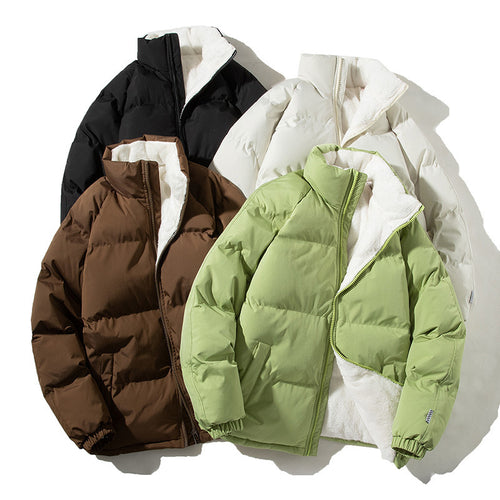 Damen Oversize-Pufferjacke mit Teddyfutter, Stehkragen und Eingrifftaschen Nord Taschen