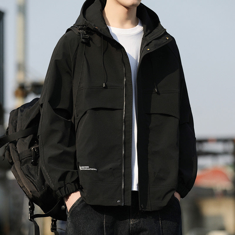 Herren Leichte Kapuzen-Utility-Windjacke mit großen Pattentaschen und elastischen Bündchen Nord Taschen