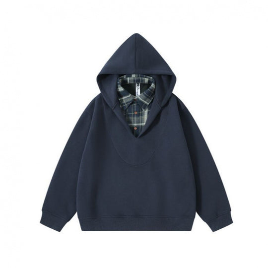 Unisex Oversize Kapuzenpullover mit integriertem Hemdkragen im Layering‑Look Nord Taschen