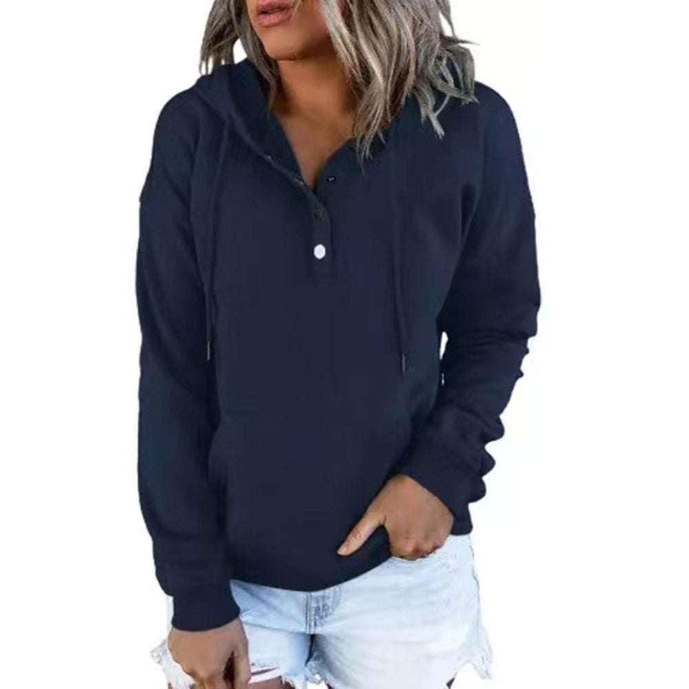 Damen Kapuzenpullover mit Knopfdetails und weichem Fleece-Material