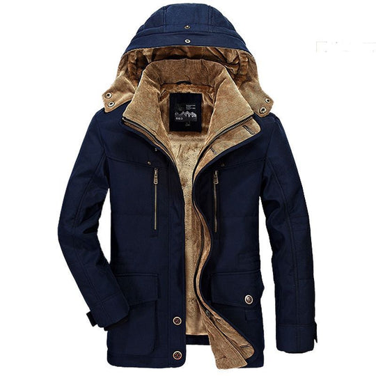Herren Wattierter Winterparka mit abnehmbarer Kapuze und Cordfutter Nord Taschen