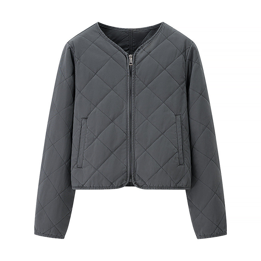Damen Leichte gesteppte Kurzjacke mit Rundhalsausschnitt, durchgehendem Reißverschluss und dezenter Taillenlänge Nord Taschen
