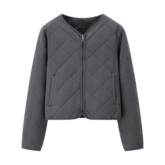 Damen Leichte gesteppte Kurzjacke mit Rundhalsausschnitt, durchgehendem Reißverschluss und dezenter Taillenlänge Nord Taschen